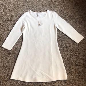 Forever 21 Ribbed Ivory 3/4 Sleeve Knit Dress